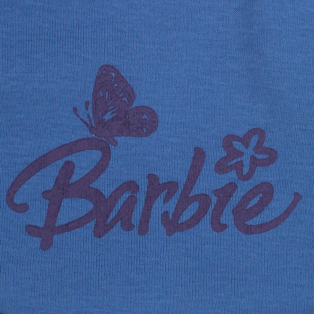 Baby Cotton Bib – Blue with Barbie Design