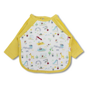 Cotton Baby Bib – Yellow with Amusement Park Print