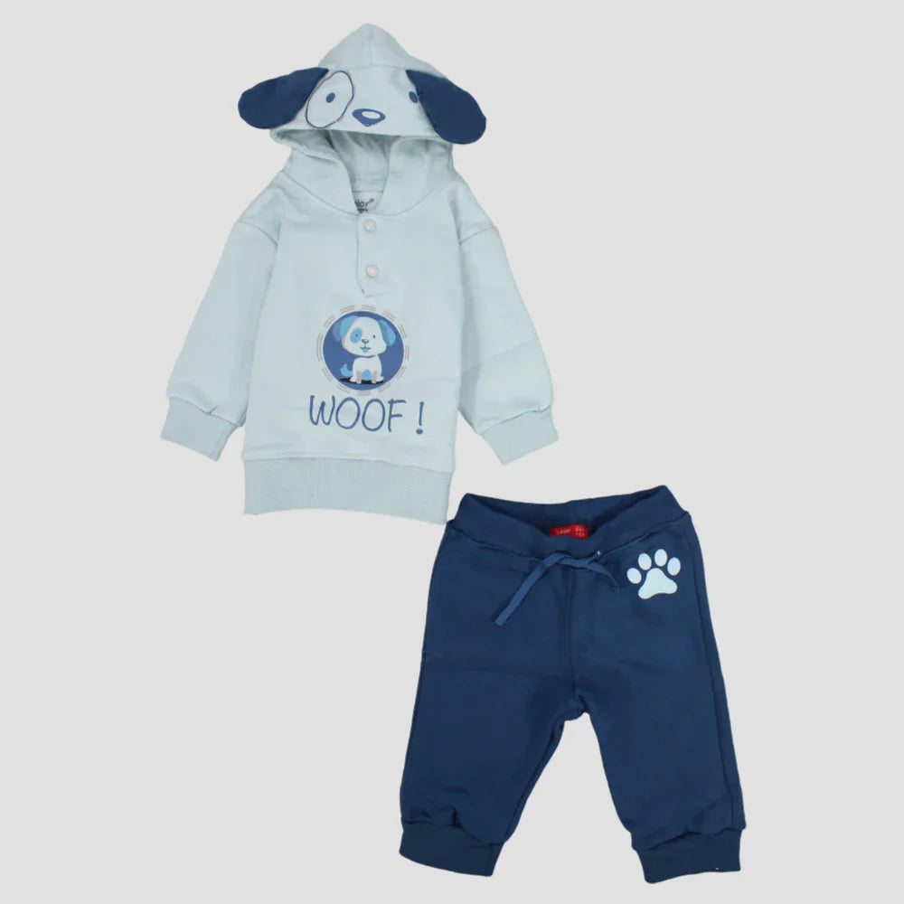 Cute Woofing Puppy Long-Sleeved Fleeced Hooded Pajama - Clothing - Junior
