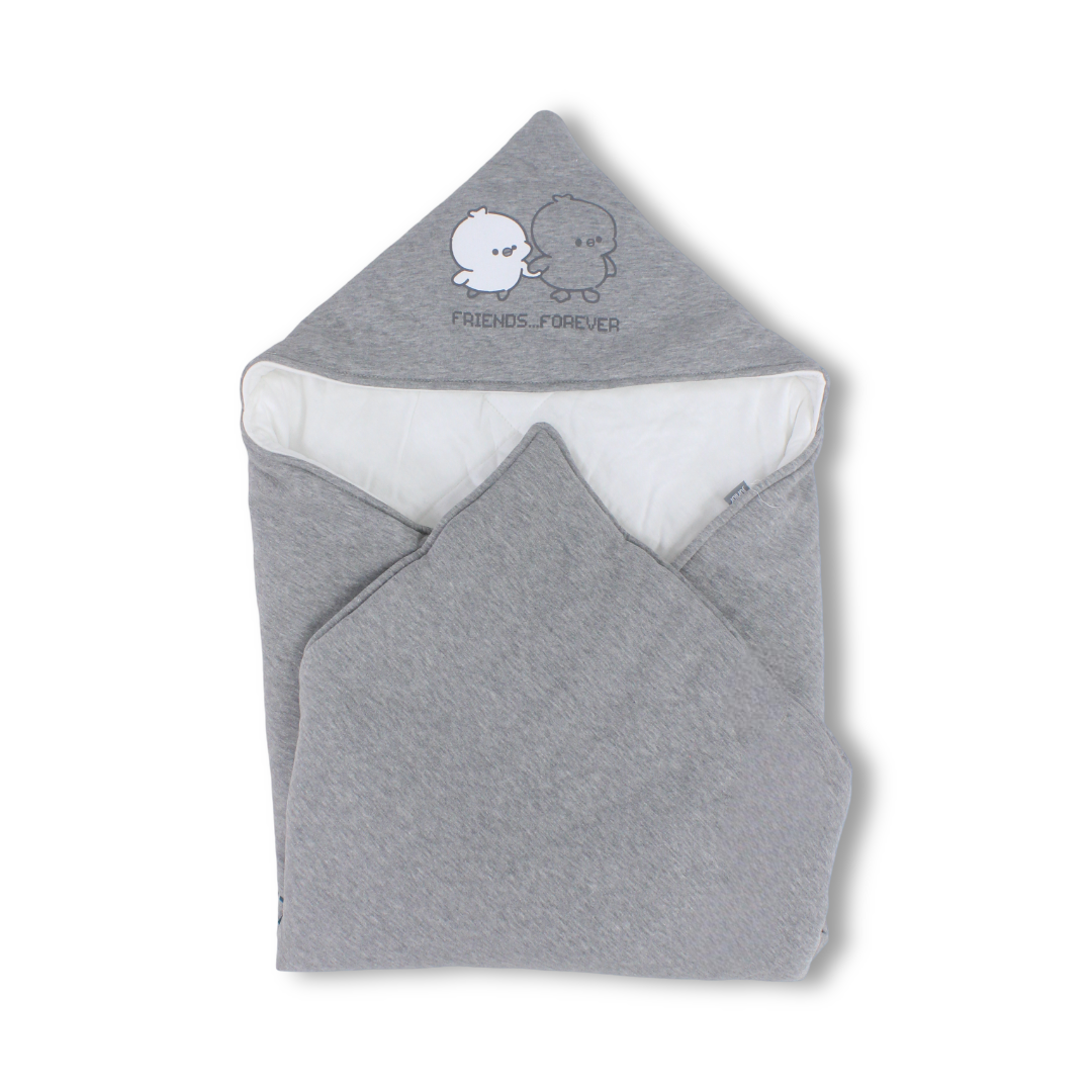 Cotton Baby Blanket – Grey with Duck Print