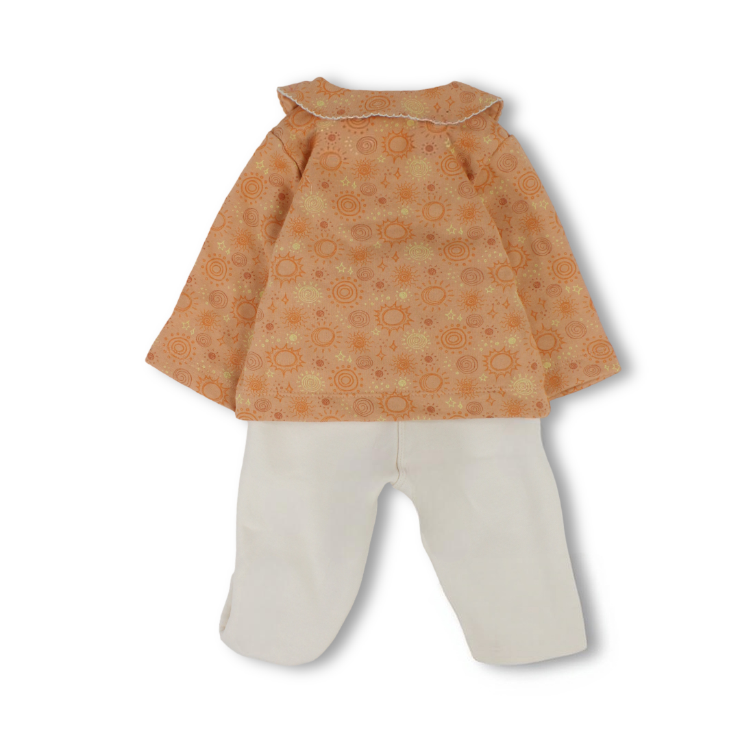 Baby Girls Cotton Pajama – Orange with Circle Print