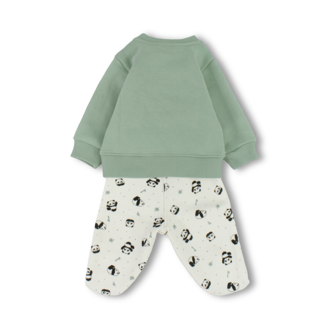 Baby Girls Cotton Pajama – Mint with Panda Print
