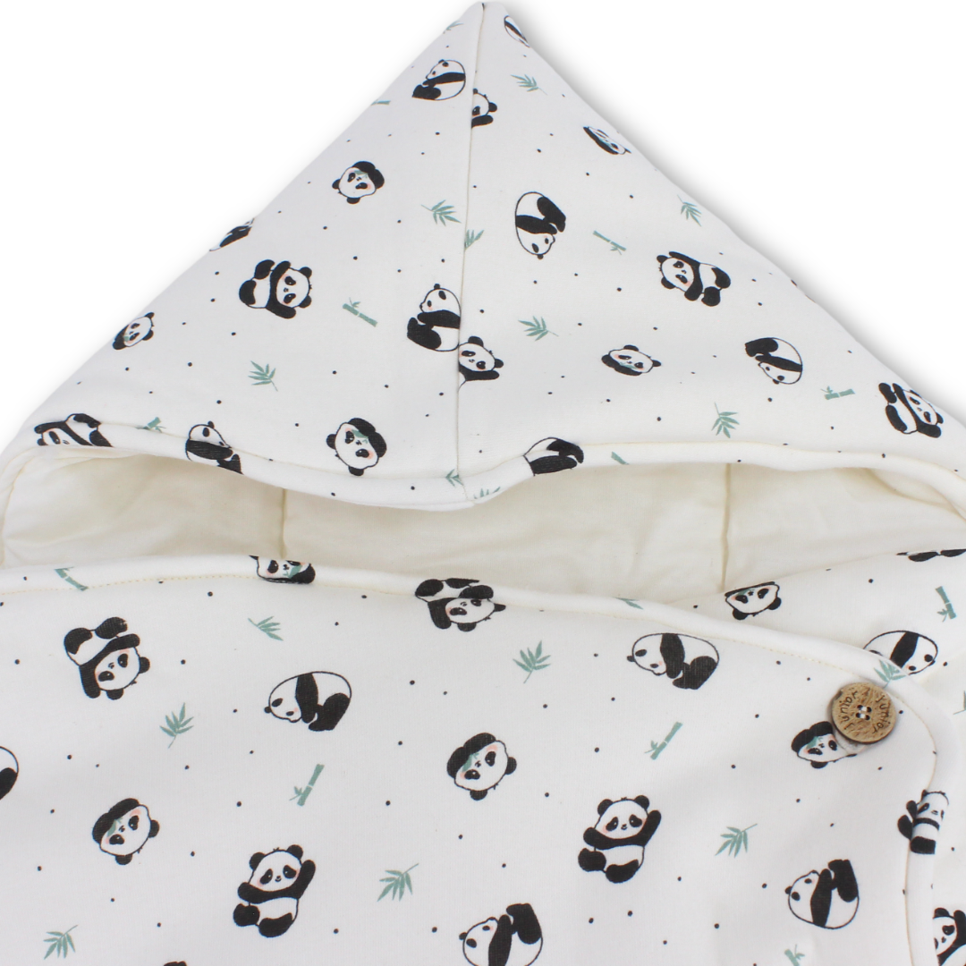 Cotton Baby Port – Off-White with Panda Print