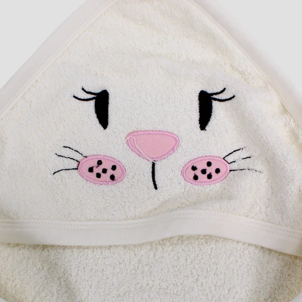 Off-White Bunny Face Baby Hooded Towel