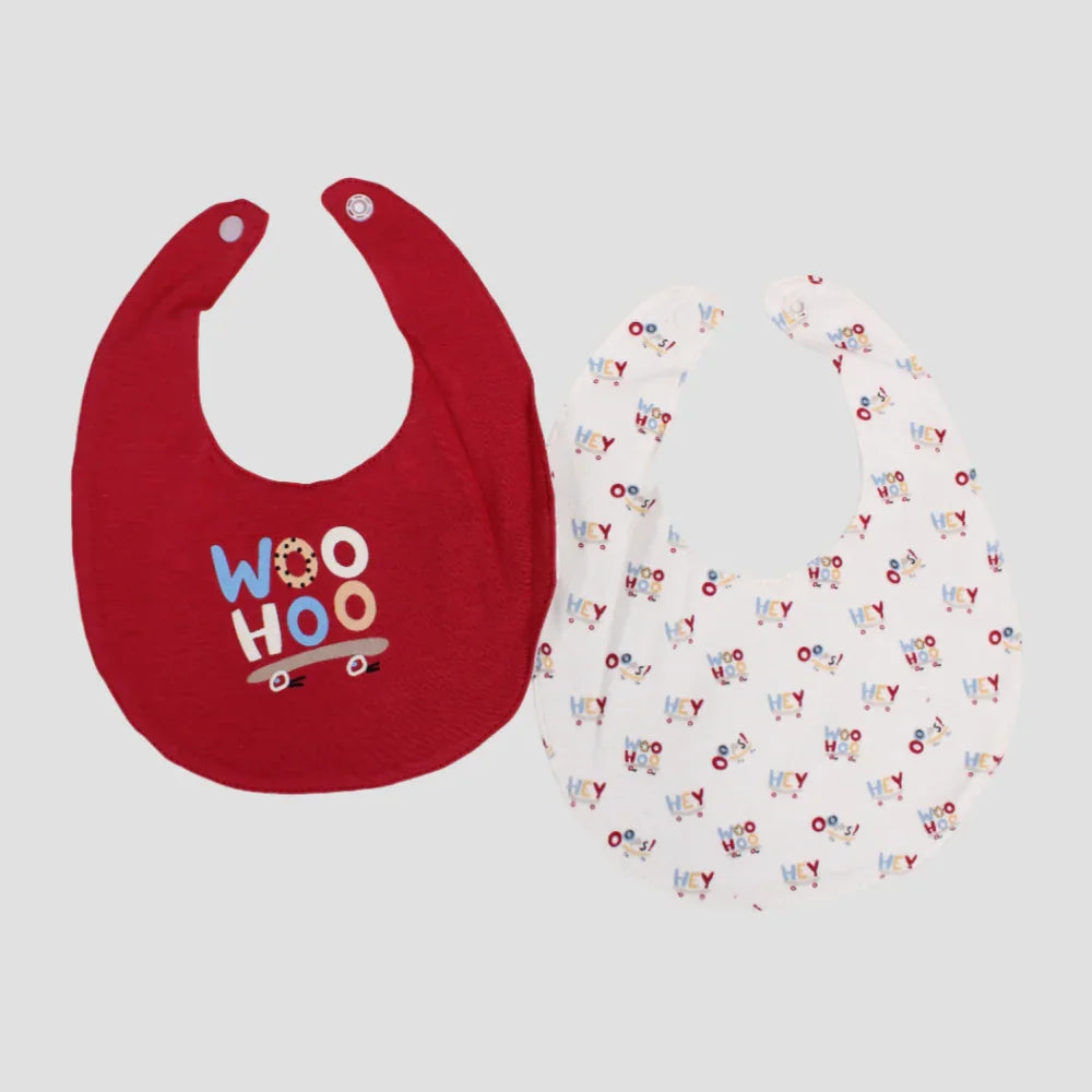 Pack of 2 - Taupe & Off-White Woo Hoo Bibs