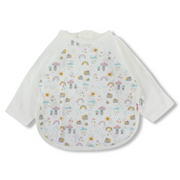 Cotton Baby Bib – Off-White with Sun and Rainbow Print
