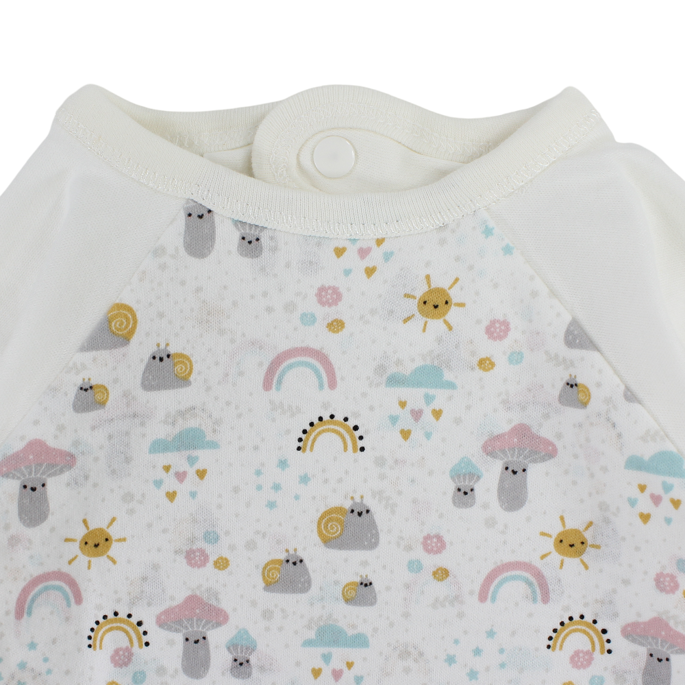 Cotton Baby Bib – Off-White with Sun and Rainbow Print