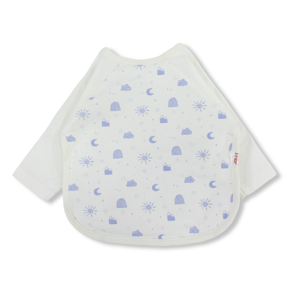 Cotton Baby Bib – Off-White with Sun and Moon Print