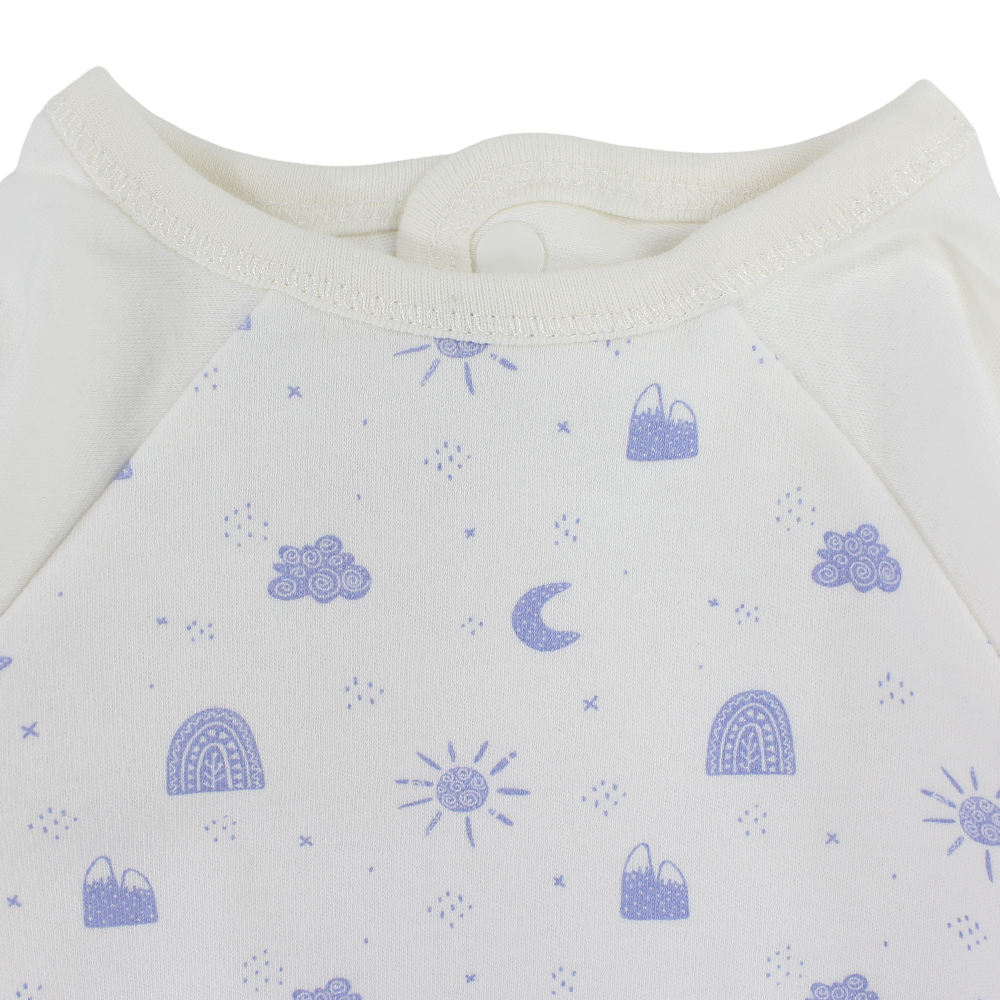 Cotton Baby Bib – Off-White with Sun and Moon Print