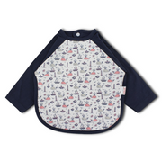 Cotton Baby Bib – Navy with Whales, Lighthouses, and Boats Print