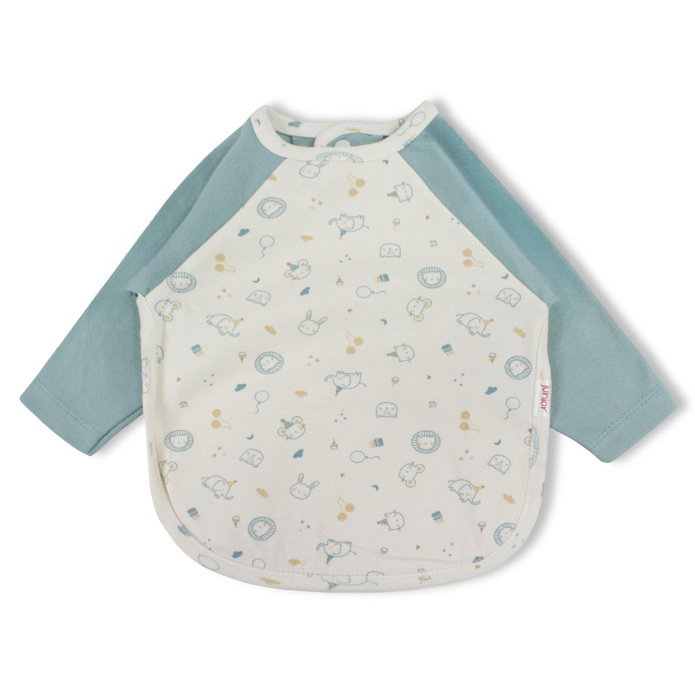 Cotton Baby Bib – Mint with Animals Print