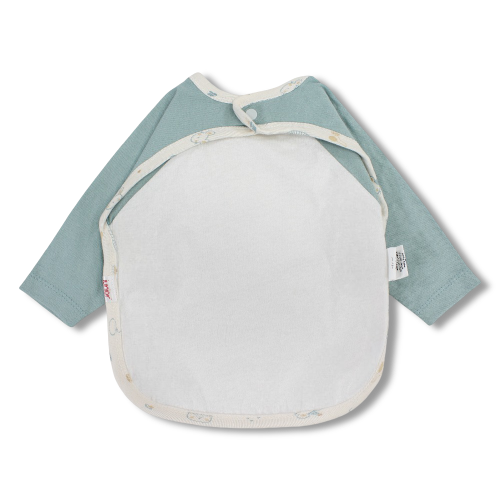 Cotton Baby Bib – Mint with Animals Print