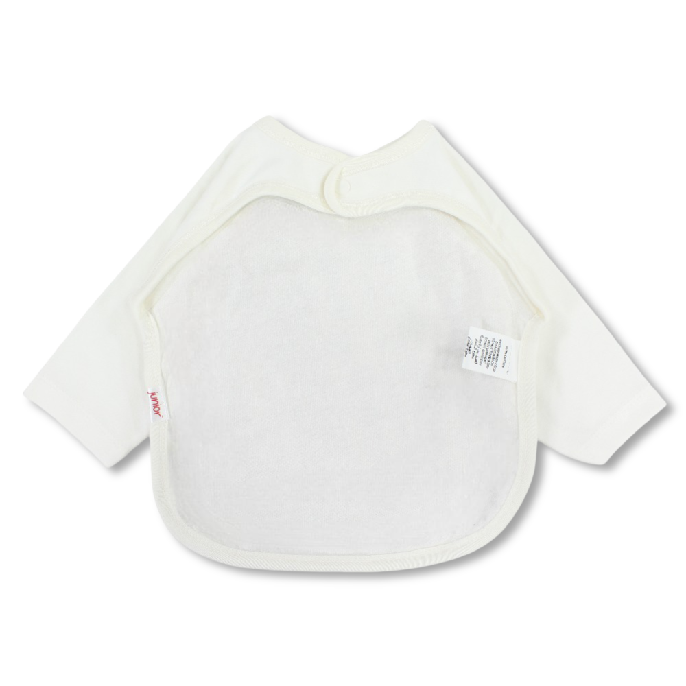 Cotton Baby Bib – Off-White with Butterflies, Cats, and Cars Print