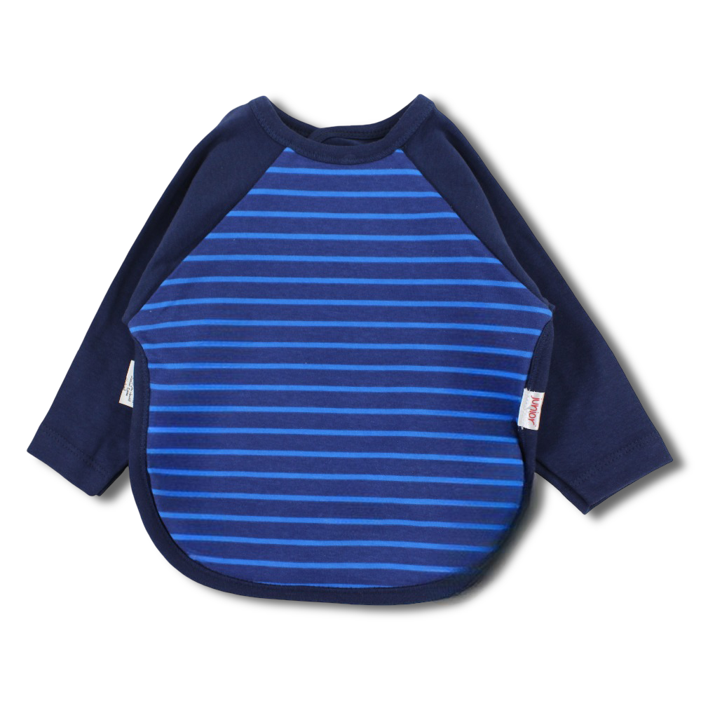 Cotton Baby Bib – Navy with Striped Design
