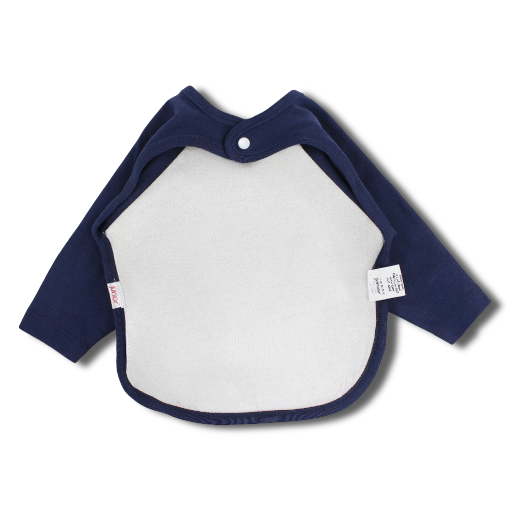 Cotton Baby Bib – Navy with Striped Design