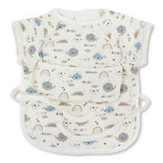 Cotton Baby Bib – Off-White with Whale Print