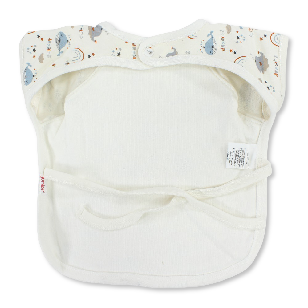 Cotton Baby Bib – Off-White with Whale Print