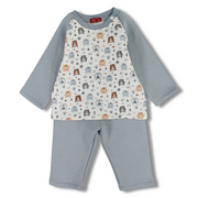 Baby Boys Cotton Pajama Set – Off-White with Bears Print