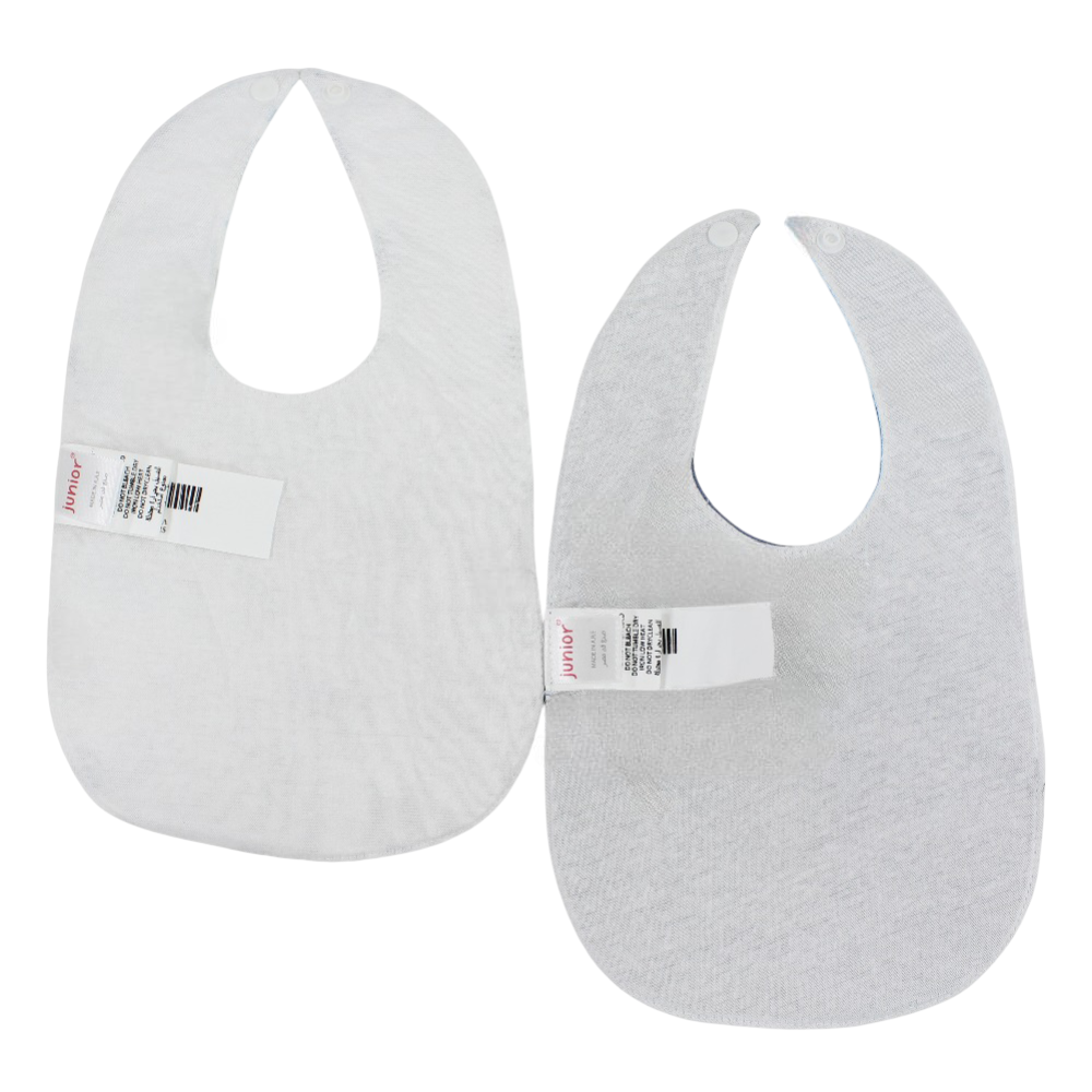 Baby Cotton Bibs – Indigo & Off-White with Dinosaur Print (2 Pieces)