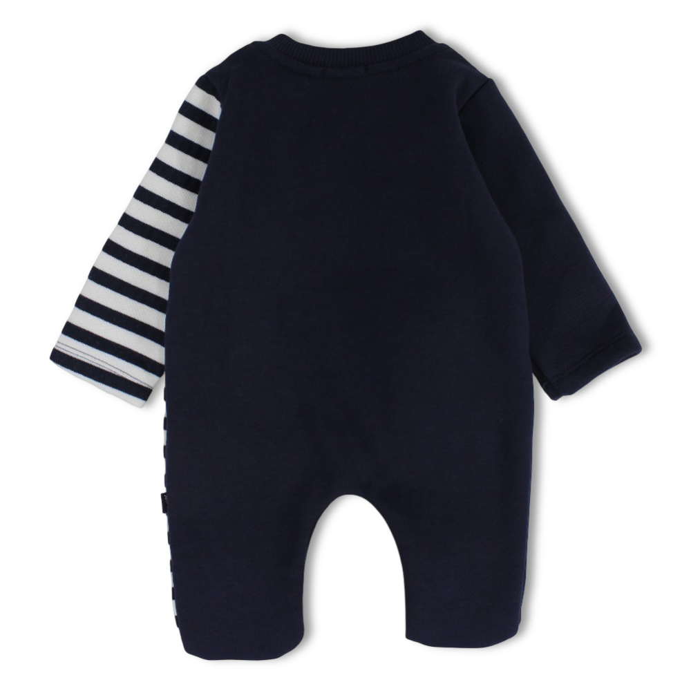 Baby Boys Cotton Baby Footie – Navy with Elephant Design