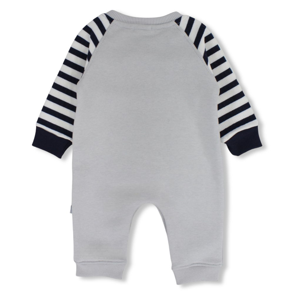 Baby Boys Cotton Baby Footie – Grey with Puppy Prints