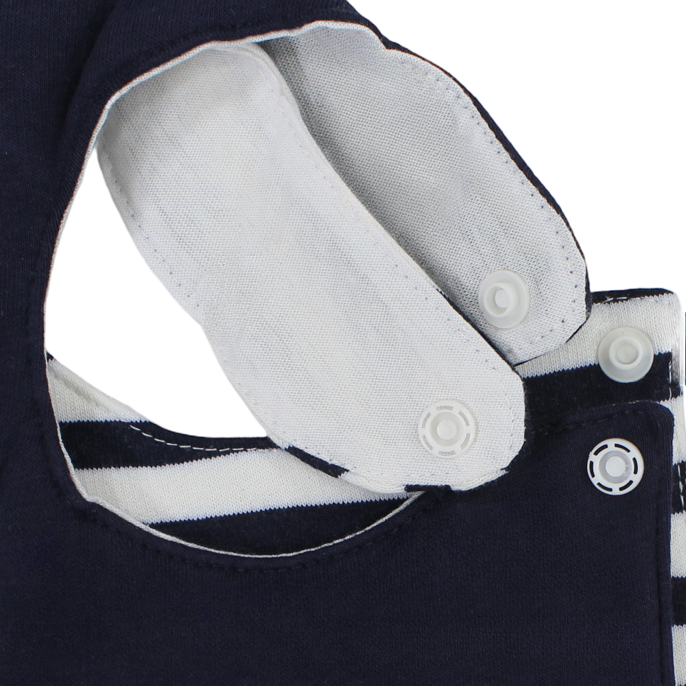 Baby Cotton Bibs – Navy & Grey with “Bear Hug” and Lion Design (2 Pieces)