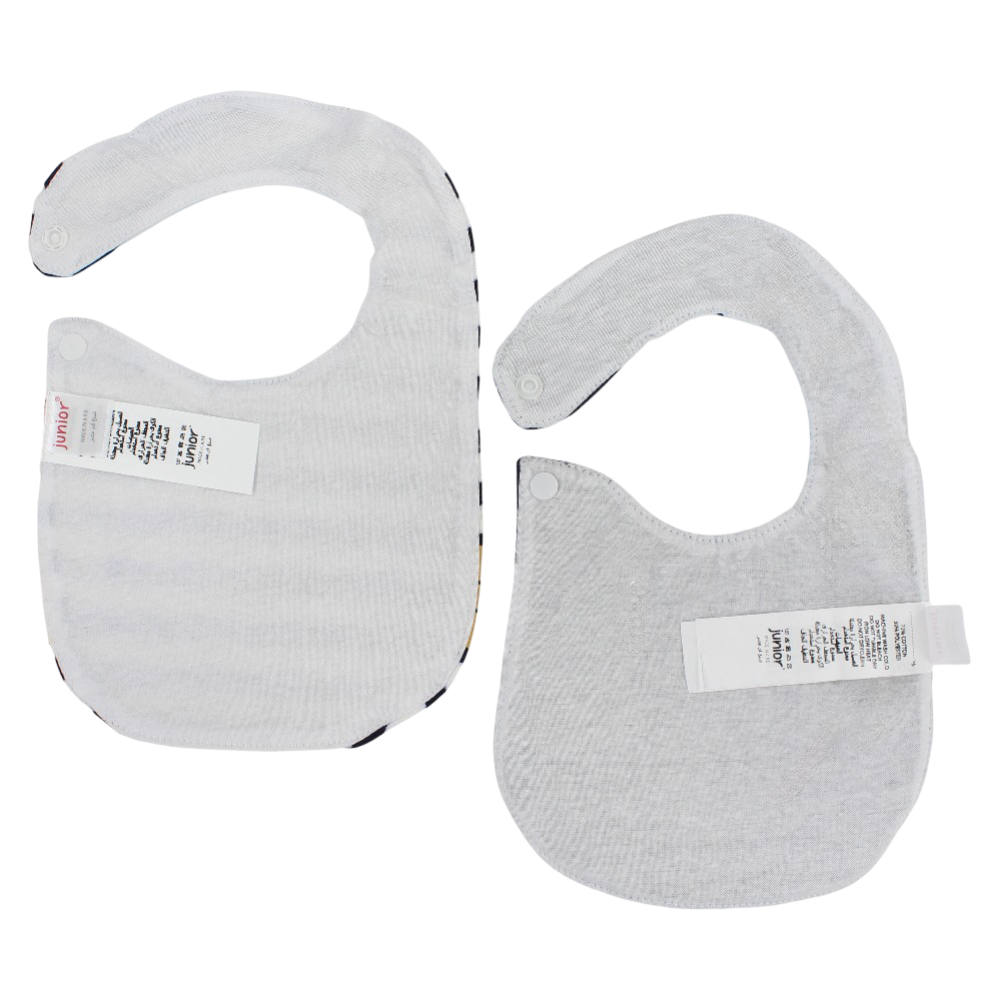 Baby Cotton Bibs – Navy & Grey with “Bear Hug” and Lion Design (2 Pieces)