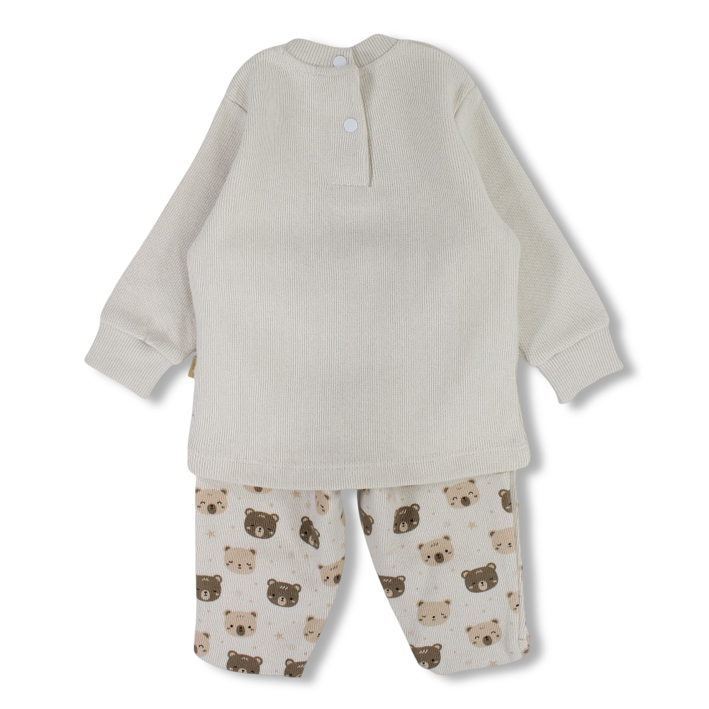 Baby Boys Wool Pajama – Beige with “Good Mood” Design