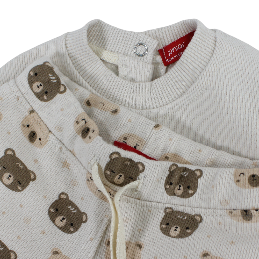 Baby Boys Wool Pajama – Beige with “Good Mood” Design