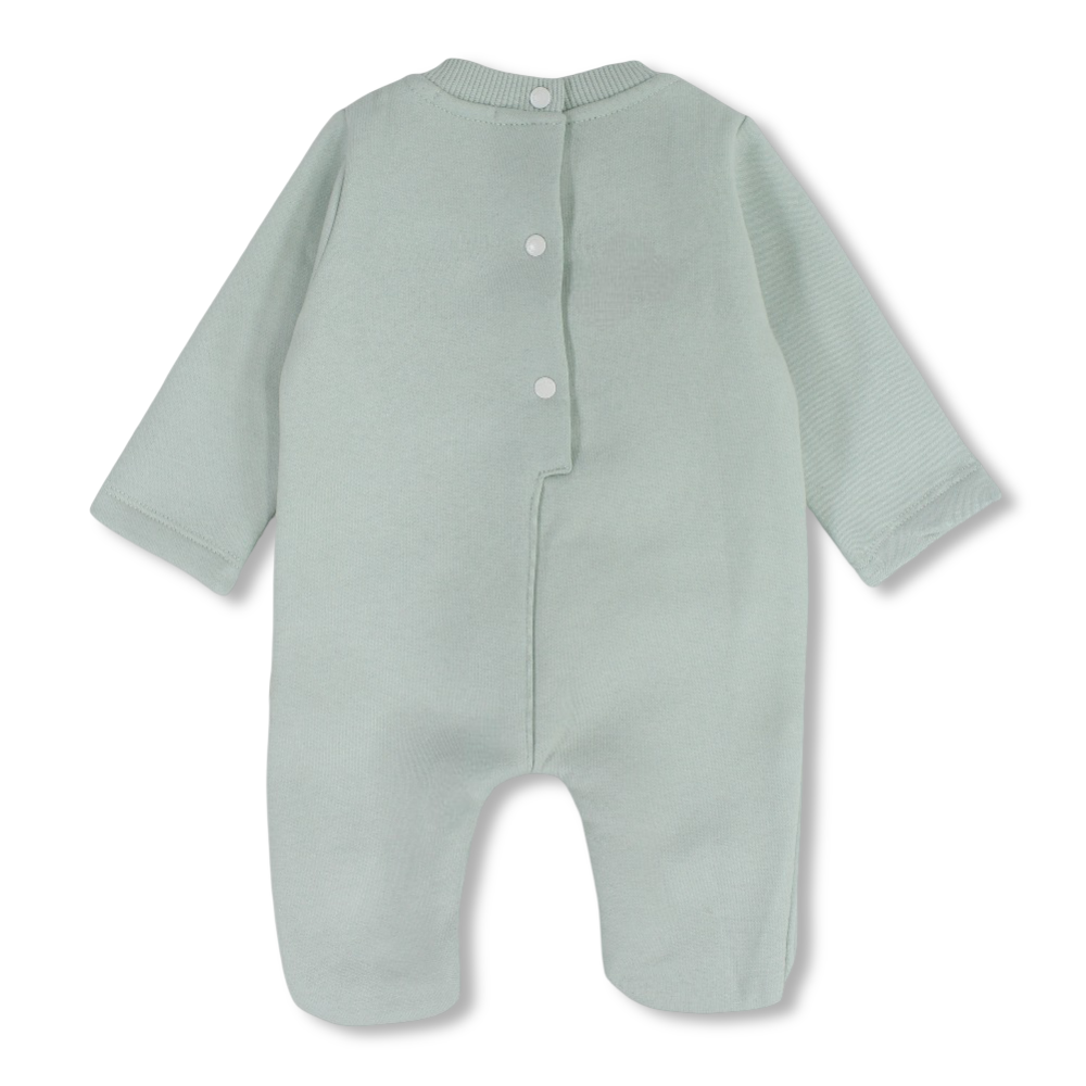 Baby Boys Cotton Baby Footie – Aqua with Bear Design