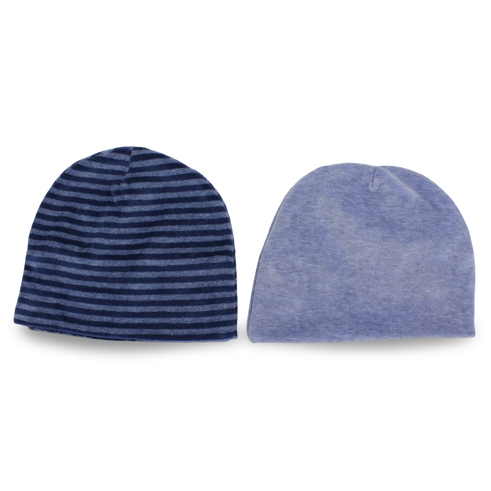 Pack of 2 –  Baby Boys Velvet Beanie (Indigo)