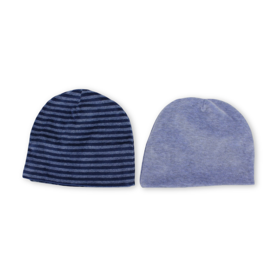 Pack of 2 – Baby Boys Velvet Beanie (Indigo)