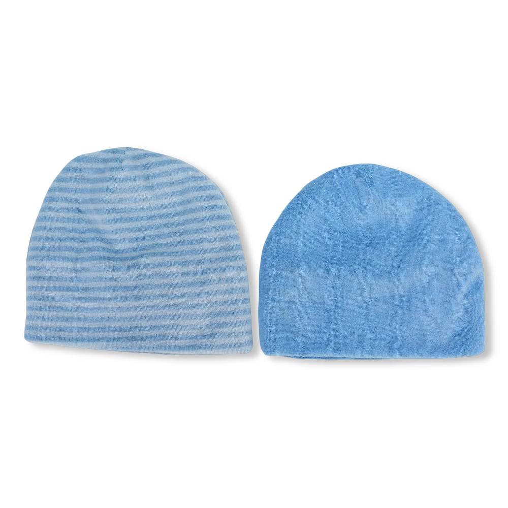 Pack of 2 – Baby Boys Velvet Beanie (Aqua)