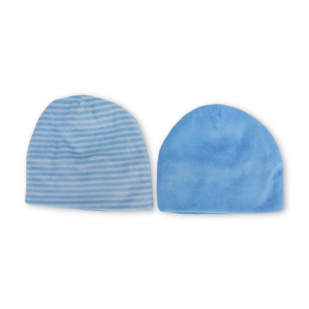 Pack of 2 – Baby Boys Velvet Beanie (Aqua)