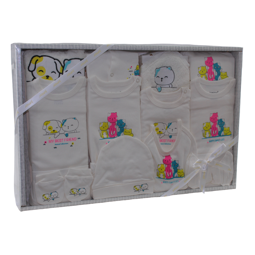 Unisex Baby Cotton Gift Box – Off-White with “My Best Friend” Design (20 Pcs)