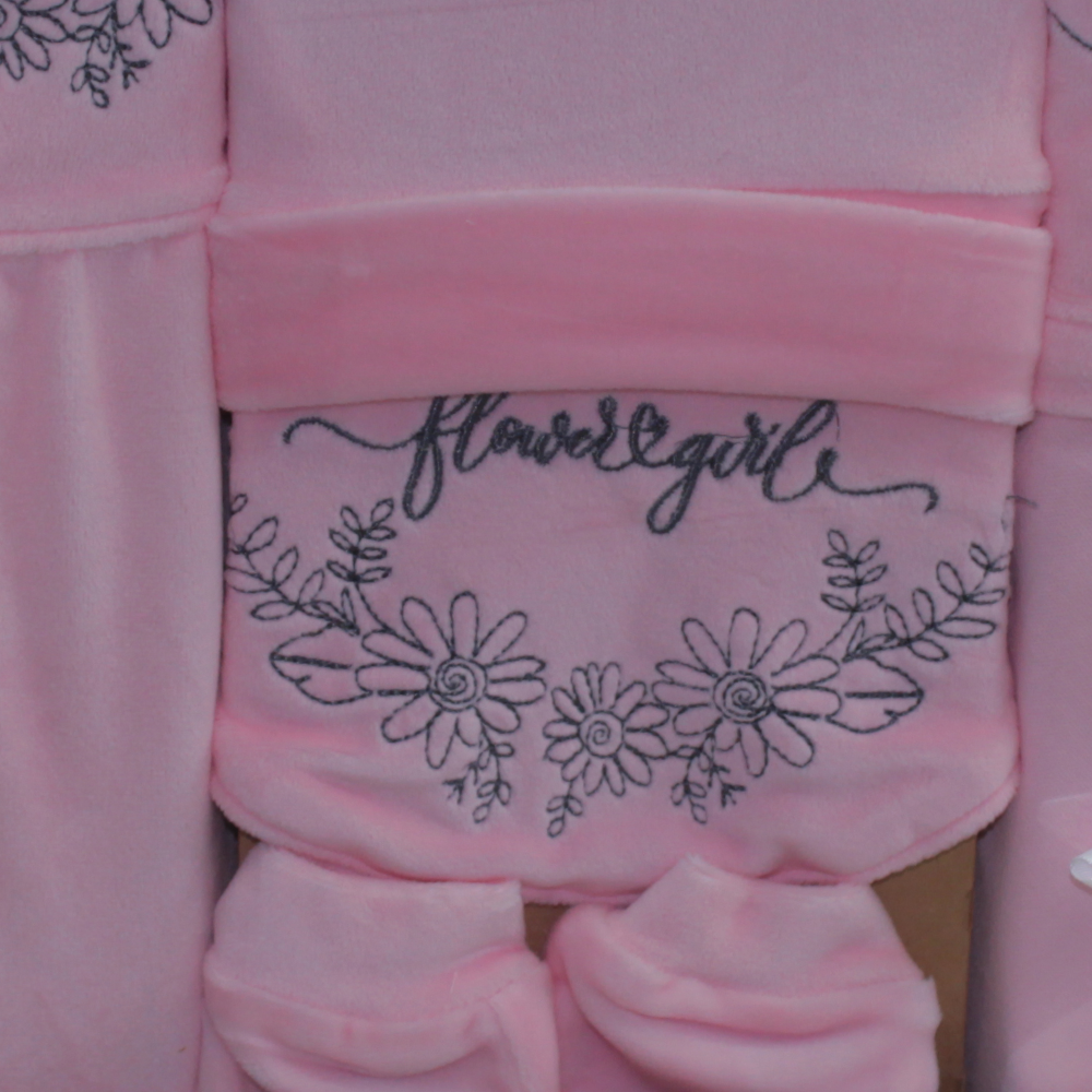 Baby Girls Velvet Gift Box – Pink with Flowers Design (5 Pcs)