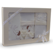 Unisex Baby Velvet Gift Box – Off-White with Elephant Design (5 Pcs)