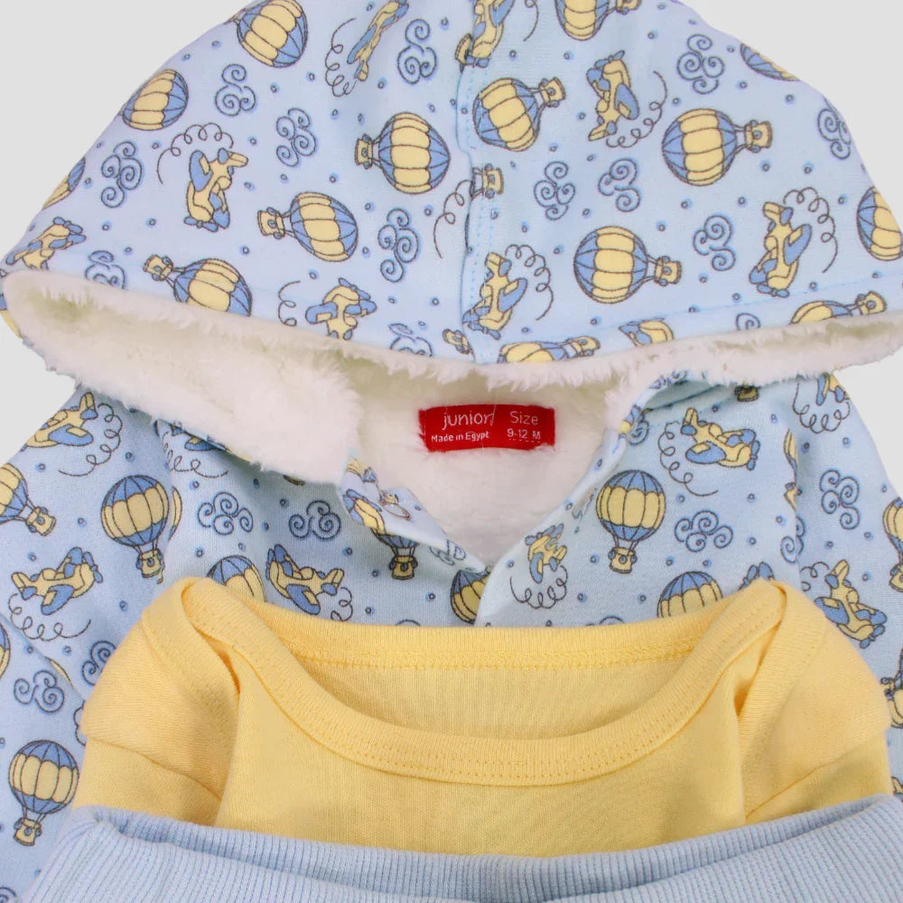 Aerospace Long-Sleeved Fleeced Hooded 3-Piece Pajama
