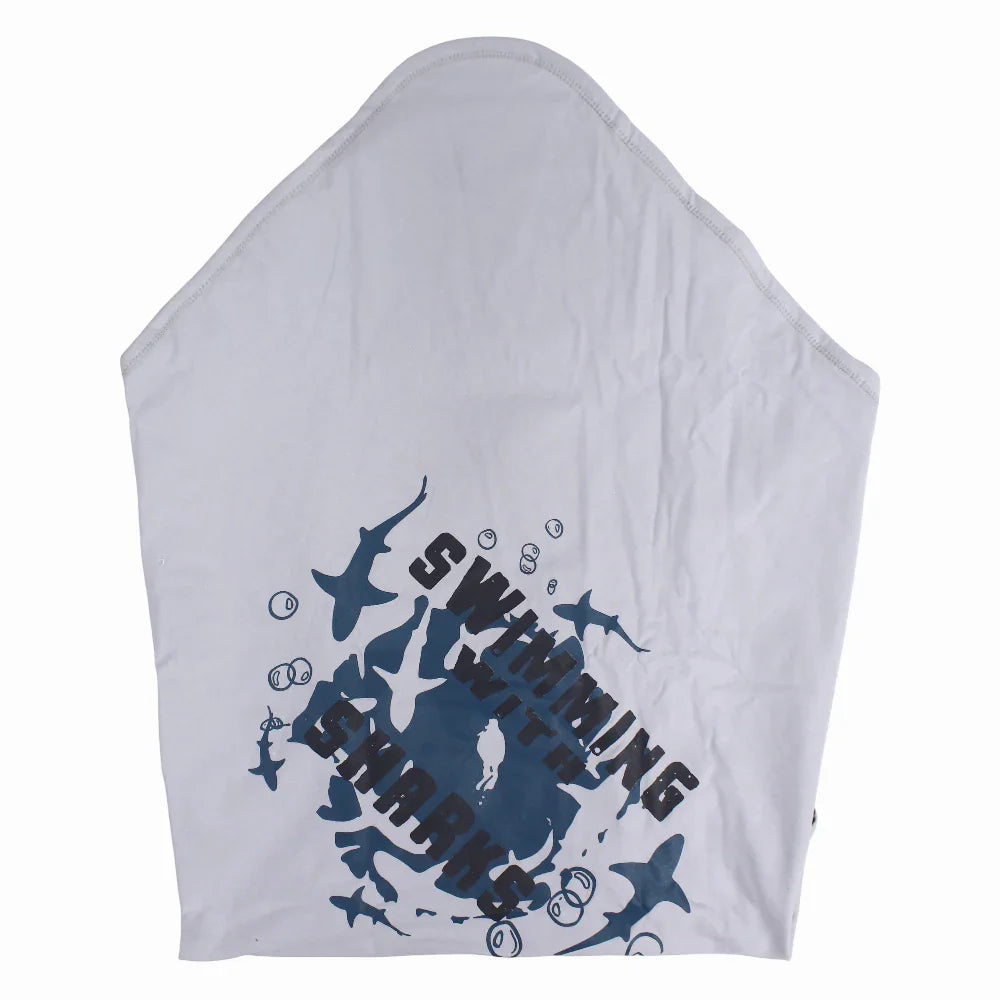 Cotton Baby Blanket – Grey with Blue Sharks Print