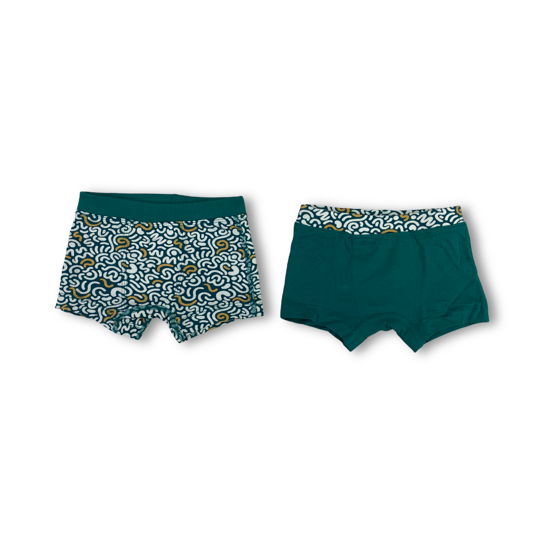Boys Cotton Boxer Shorts – Green (Pack Of 2)