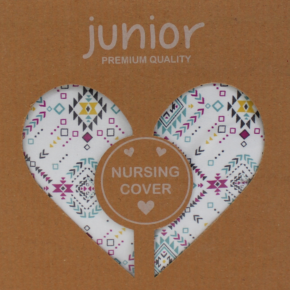 Breastfeeding Cover – White with Arabic Pattern Print