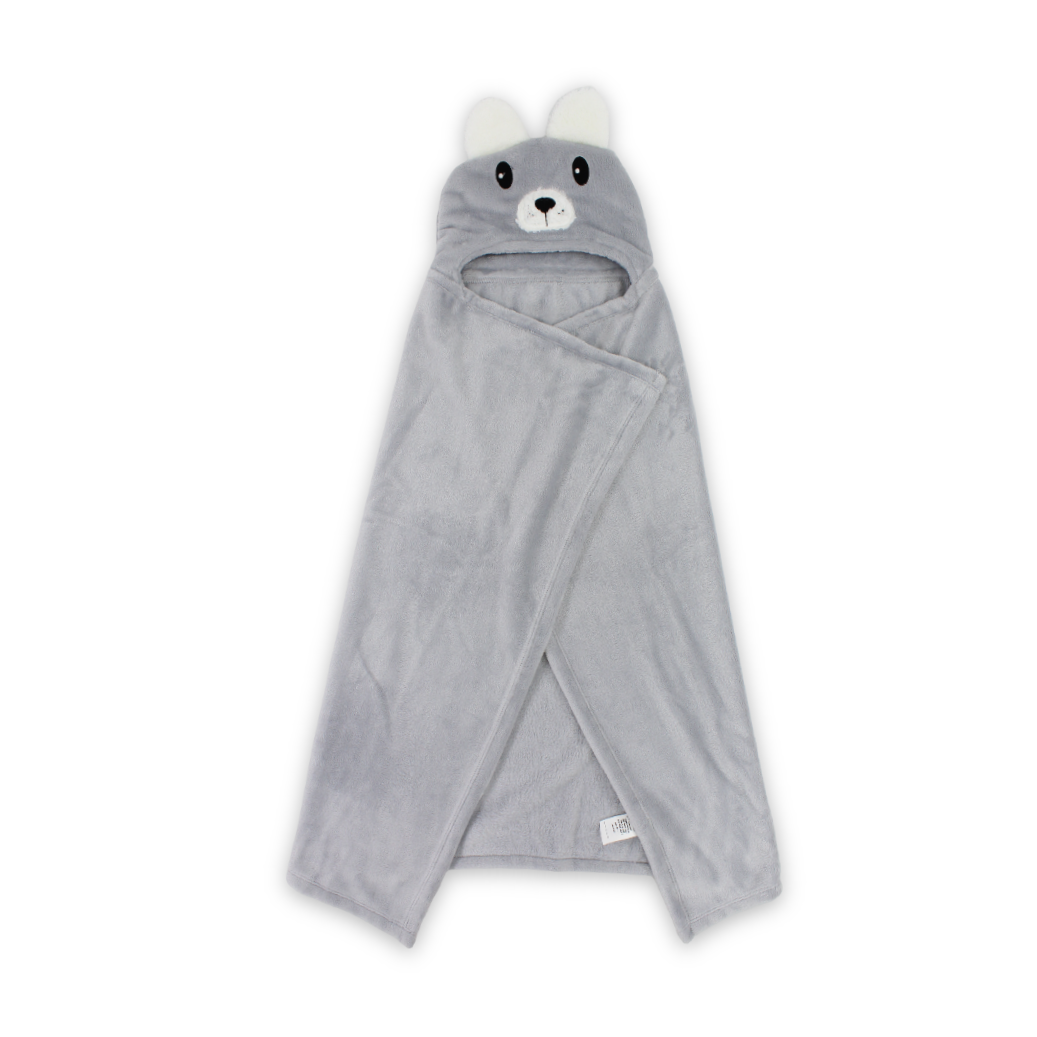 Cotton Baby Blanket – Grey with Bear Design - Baby Essentials - Junior
