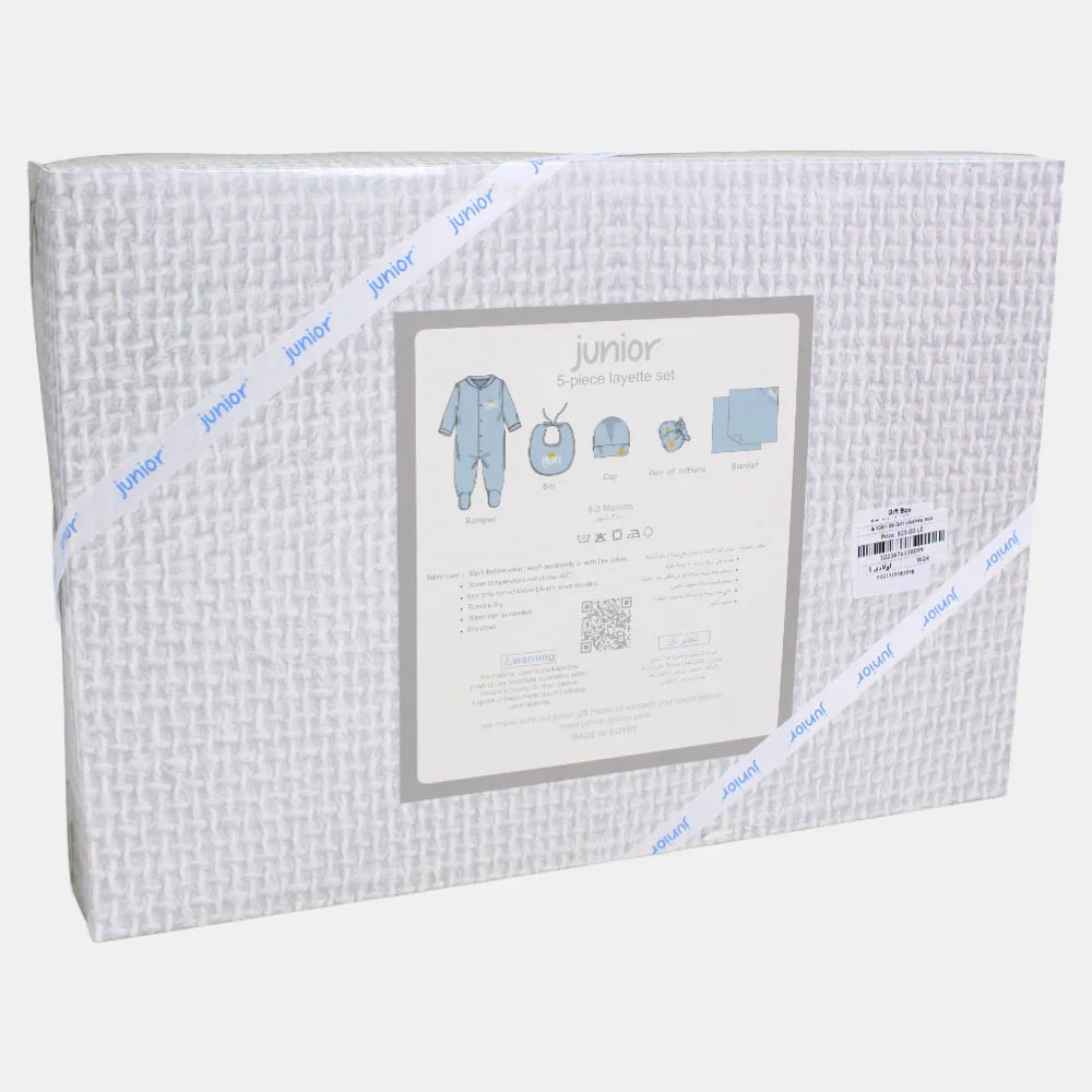 Boys Gift Clothes Box – 5-Piece Crown Prince Set in Light Blue