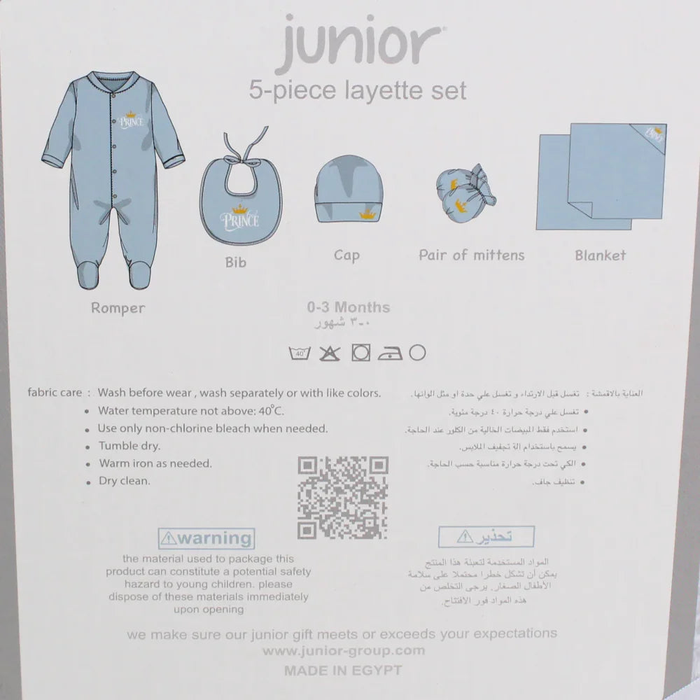 Boys Gift Clothes Box – 5-Piece Crown Prince Set in Light Blue