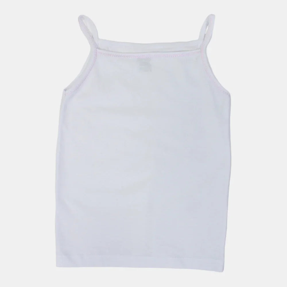 Girls Cotton Sleeveless Undershirt – White (Thin Straps)