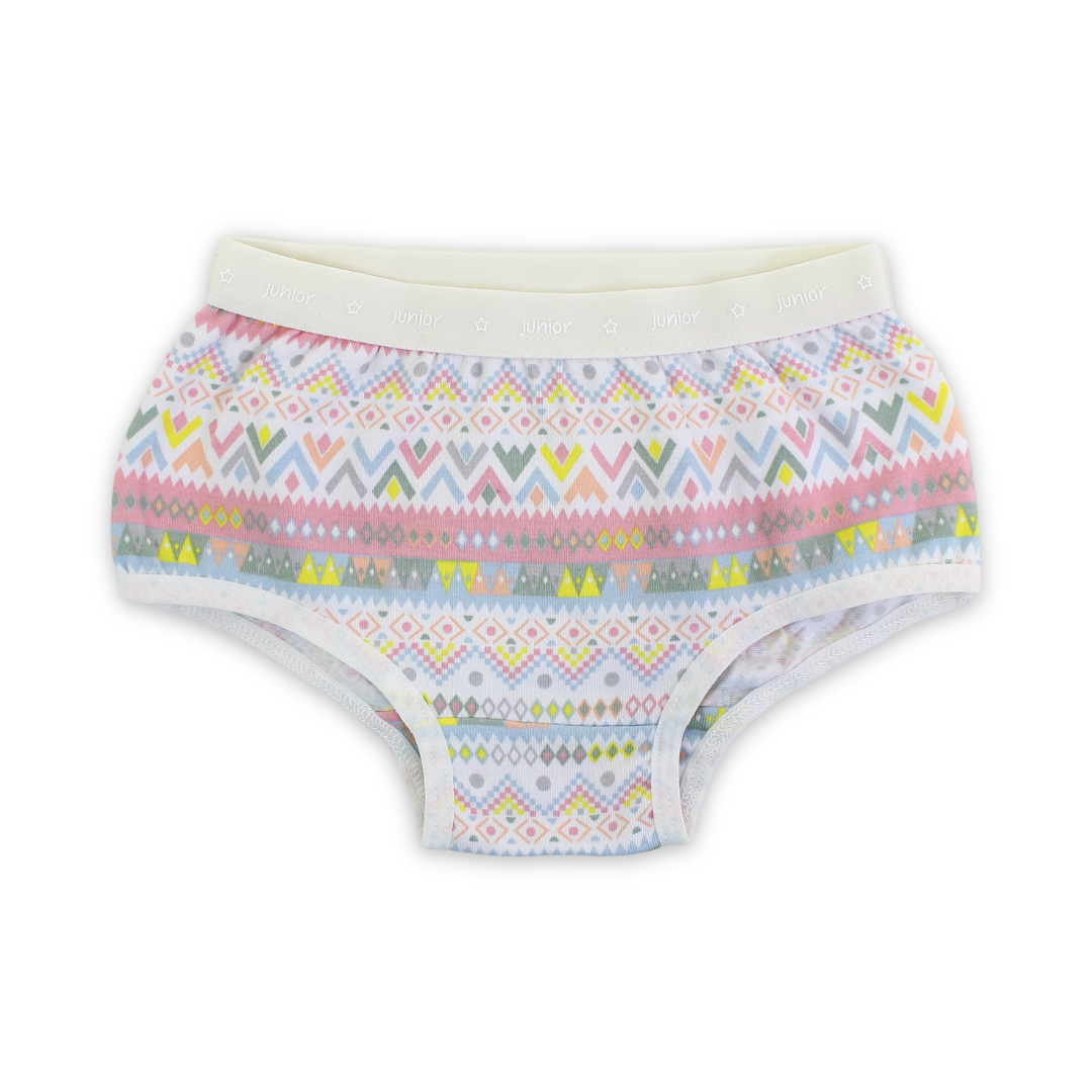 Girls Cotton Pantie – Off-White with Decorative Patterns - Clothing - Junior