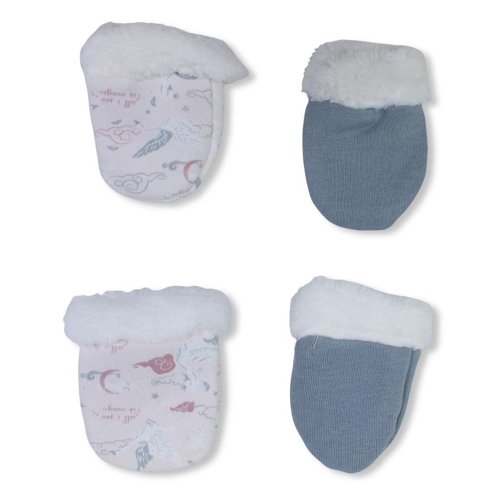 Baby Girls Cotton Hand Mittens –  Cute Flamingo Design (2 Pieces)