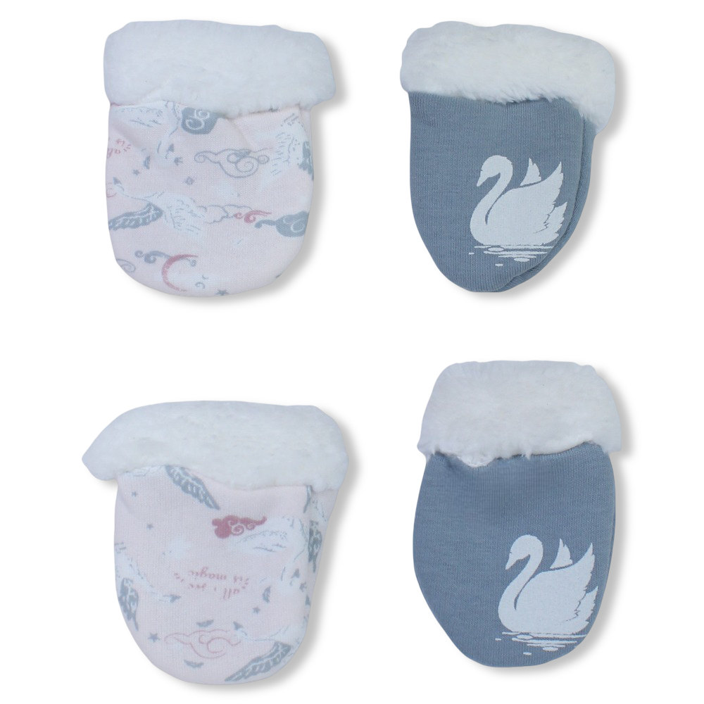 Baby Girls Cotton Hand Mittens –  Cute Flamingo Design (2 Pieces)