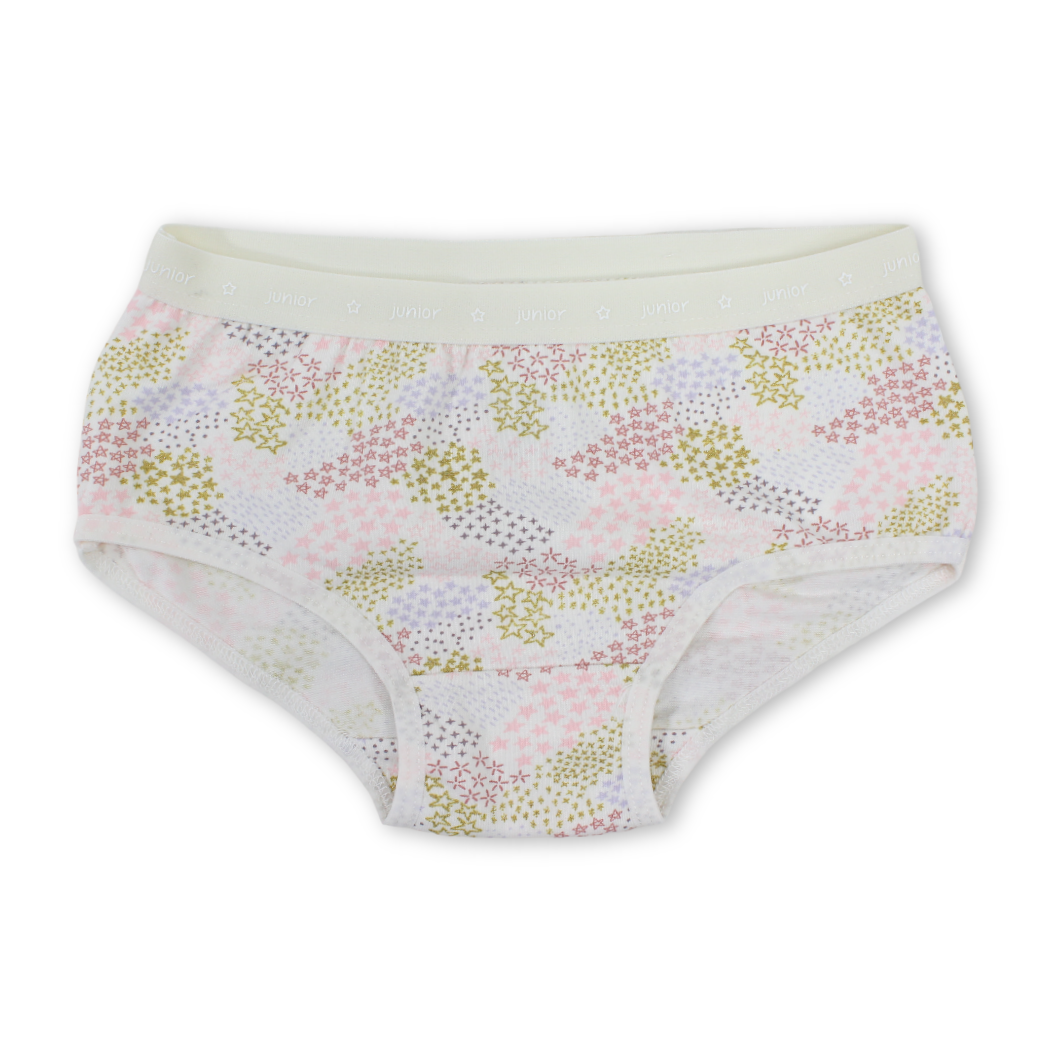 Girls Cotton Panties – Off-White with Stars Print - Clothing - Junior