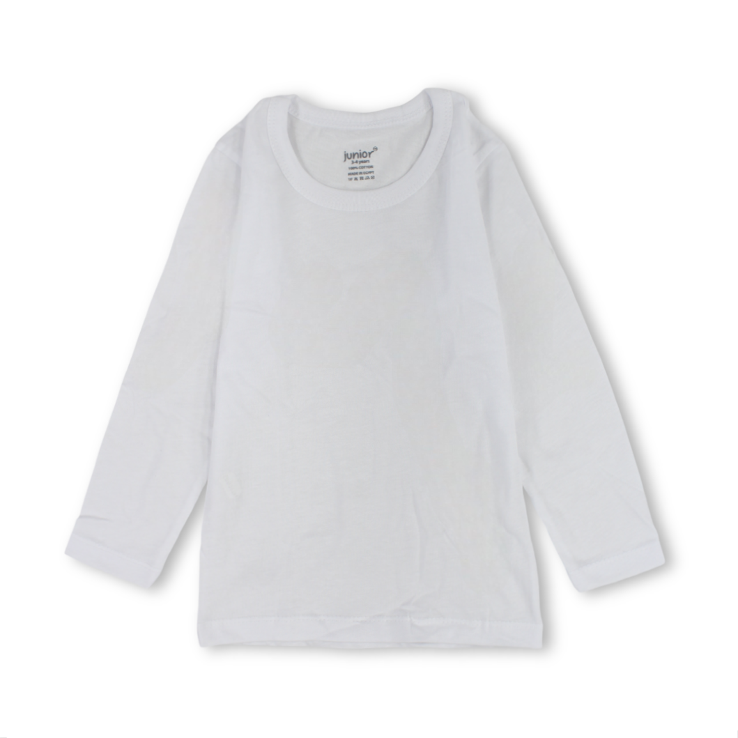 Girls Cotton Long-Sleeved Undershirt – White